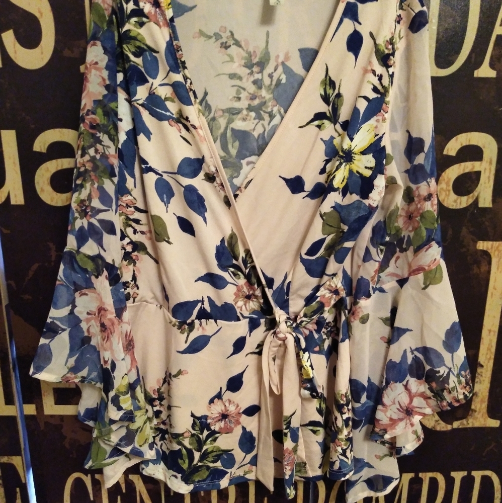 Floral Tie Boho Style Blouse